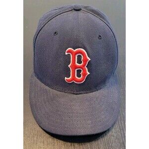 Boston Red Sox Adult New Era 59Fifty Fitted Hat Navy Blue Size 7 1/8 Red B Logo